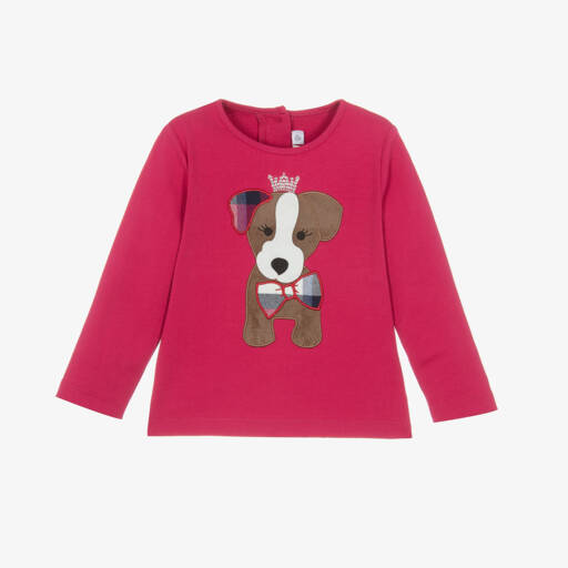 iDO Baby-Girls Velvet Puppy Pink Top | Childrensalon Outlet