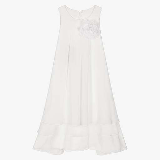 iDO Junior-Girls White Chiffon Dress | Childrensalon Outlet