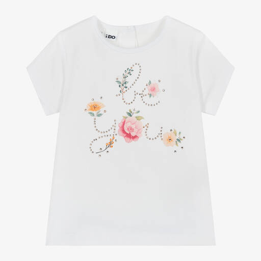 iDO Baby-Girls White Cotton Be You T-Shirt | Childrensalon Outlet