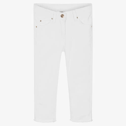 iDO Baby-Girls White Cotton Denim Jeans | Childrensalon Outlet