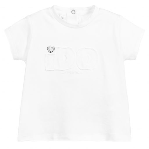 iDO Mini-Girls White Cotton T-Shirt  | Childrensalon Outlet