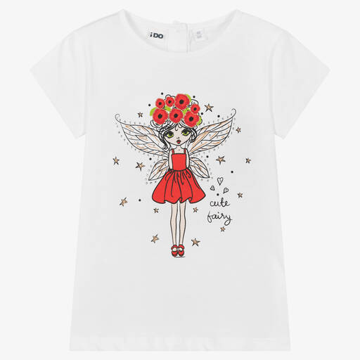 iDO Baby-Girls White Cotton T-Shirt | Childrensalon Outlet