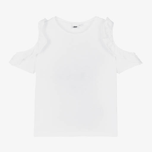 iDO Junior-Girls White Cotton T-Shirt | Childrensalon Outlet