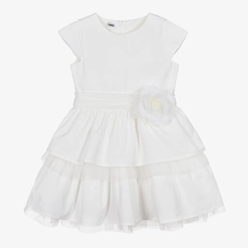 iDO Baby-فستان مزين بورود لون أبيض | Childrensalon Outlet