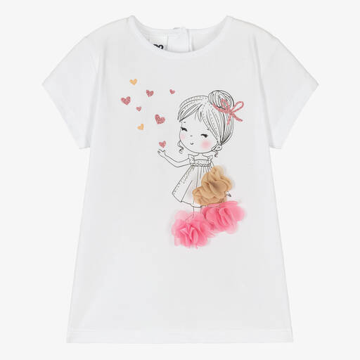 iDO Baby-Girls White Glitter Cotton T-Shirt | Childrensalon Outlet