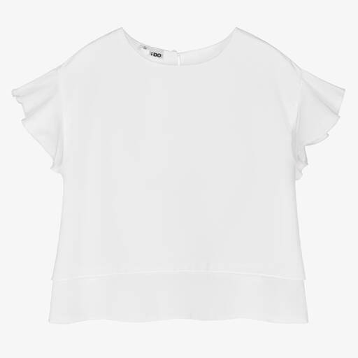 iDO Junior-Girls White Layered Crêpe Blouse | Childrensalon Outlet