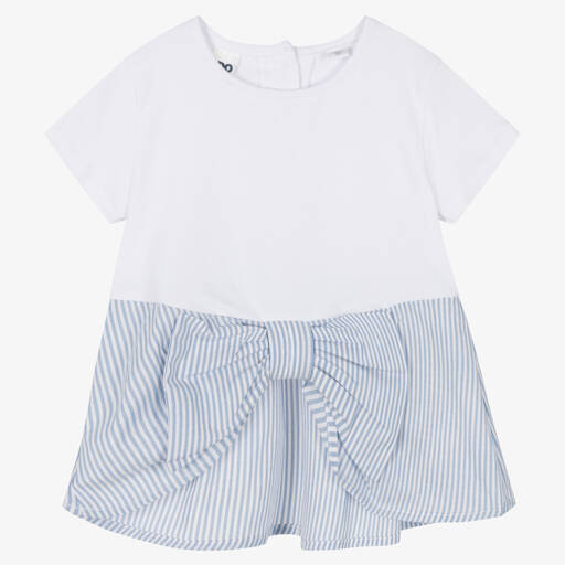 iDO Baby-Girls White Striped Cotton T-Shirt | Childrensalon Outlet
