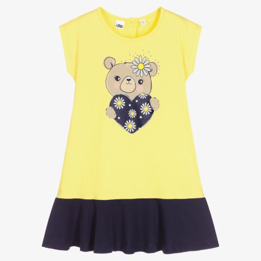iDO Baby-Girls Yellow Cotton Bear Dress | Childrensalon Outlet