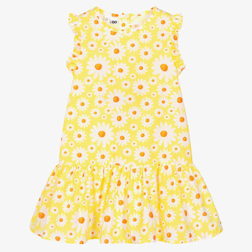 iDO Baby-Girls Yellow Cotton Floral Print Dress  | Childrensalon Outlet