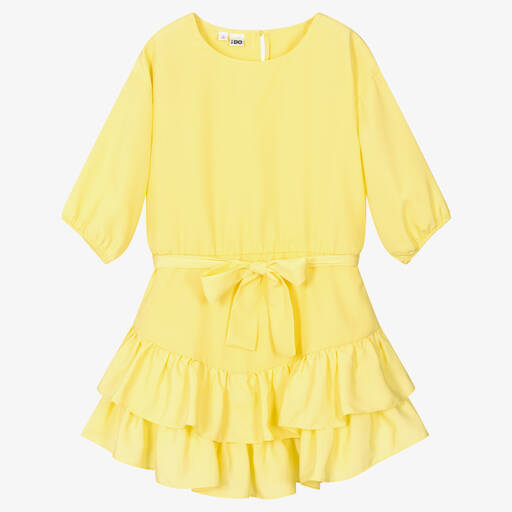 iDO Junior-Girls Yellow Ruffled Chiffon Dress | Childrensalon Outlet