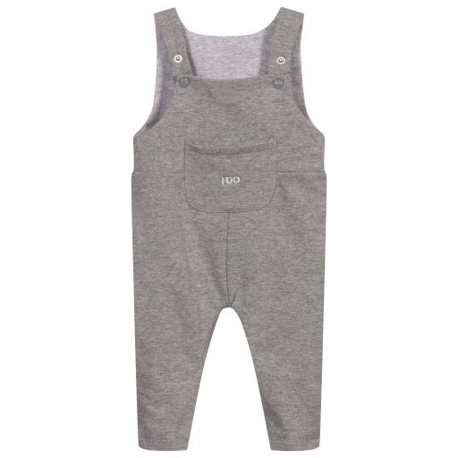 iDO Mini-Grey Cotton Baby Dungarees | Childrensalon Outlet