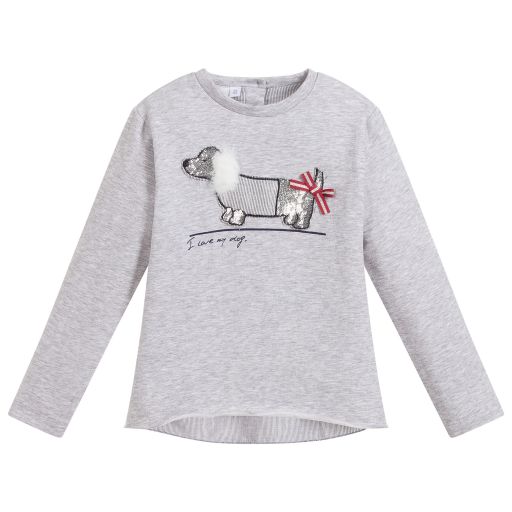iDO Baby-Grey Cotton Jersey Top | Childrensalon Outlet