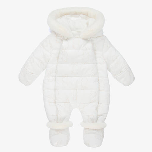 iDO Mini-Ivory Bunny Baby Snowsuit | Childrensalon Outlet
