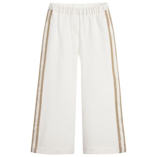 iDO Junior-Ivory & Gold Jersey Trousers | Childrensalon Outlet