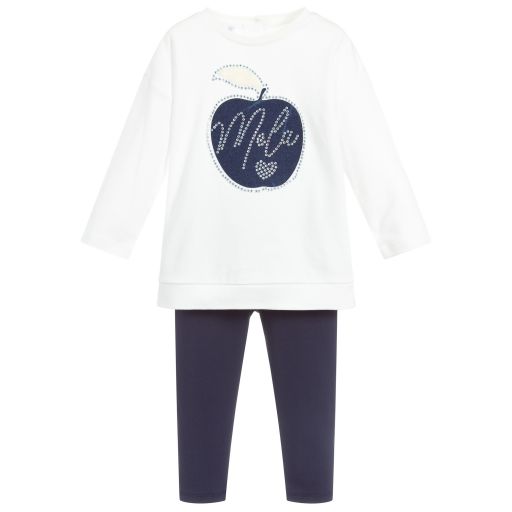 iDO Baby-Ivory & Navy Blue Leggings Set | Childrensalon Outlet