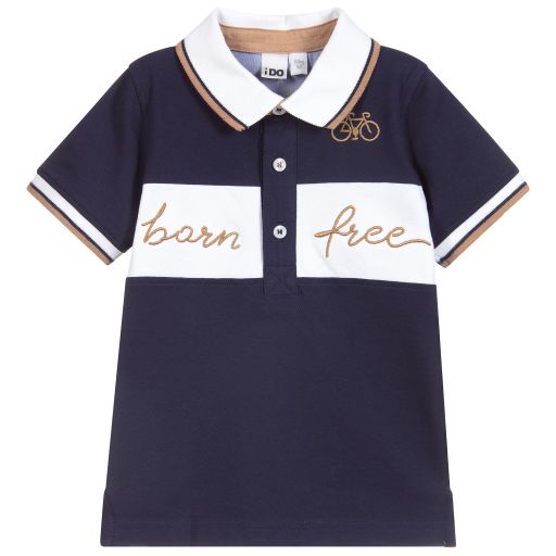 iDO Baby-Navy Blue & White Polo Shirt | Childrensalon Outlet