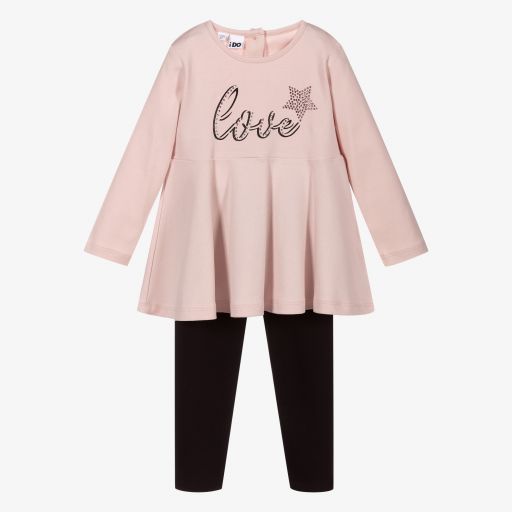 iDO Baby-Pink & Black Leggings Set  | Childrensalon Outlet