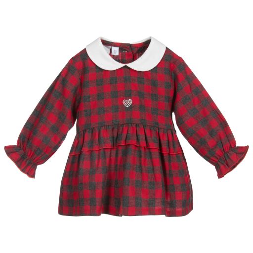 iDO Mini-Red & Grey Check Baby Blouse | Childrensalon Outlet