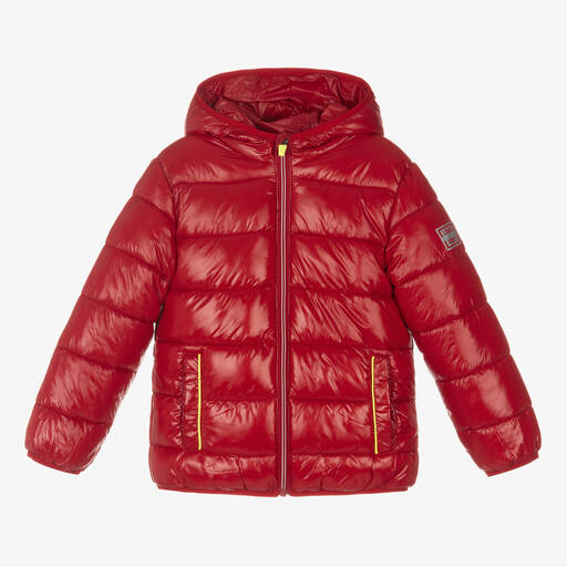iDO Baby-Red Hooded Puffer Jacket | Childrensalon Outlet