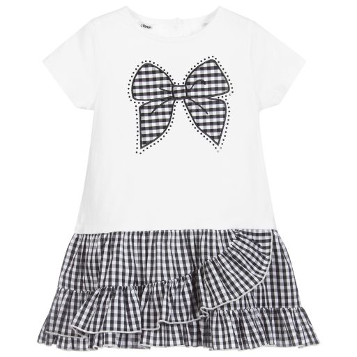 iDO Baby-White & Black Cotton Dress | Childrensalon Outlet