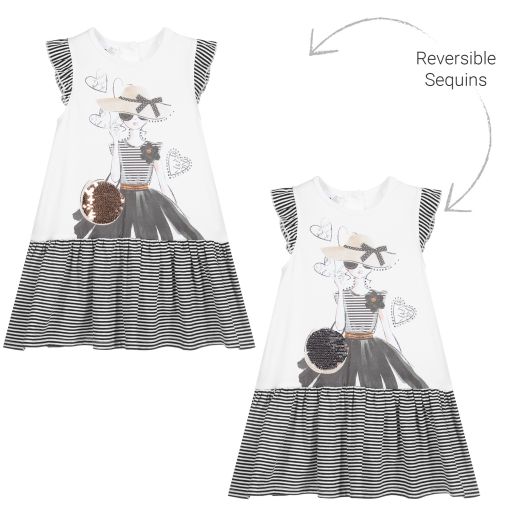 iDO Baby-Бело-черное хлопковое платье | Childrensalon Outlet