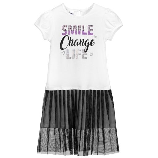 iDO Baby-T-Shirt-Kleid in Weiß und Schwarz | Childrensalon Outlet
