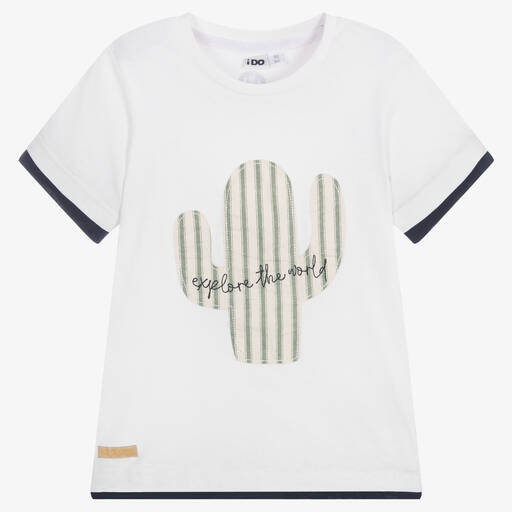 iDO Baby-White Cotton Cactus T-Shirt | Childrensalon Outlet