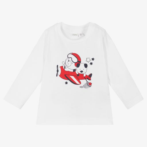 iDO Mini-White Cotton Jersey Baby Top | Childrensalon Outlet