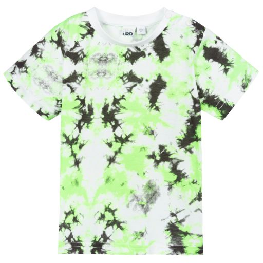 iDO Baby-White & Green Cotton T-Shirt | Childrensalon Outlet