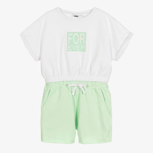 iDO Junior-Top & Shorts Set in Weiß & Mintgrün | Childrensalon Outlet