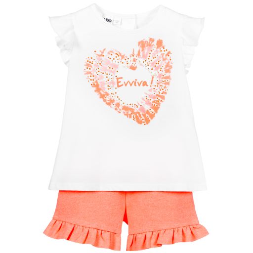 iDO Baby-White & Pink Shorts Set | Childrensalon Outlet