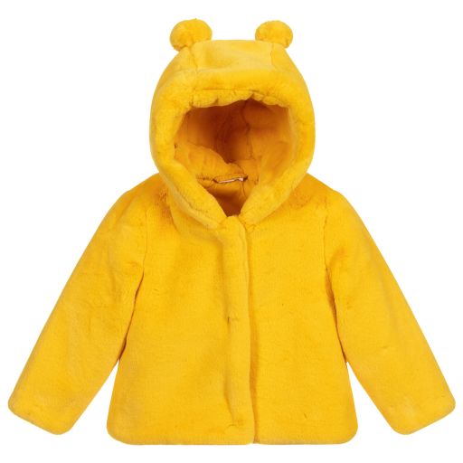 iDO Mini-Yellow Faux Fur Baby Coat | Childrensalon Outlet