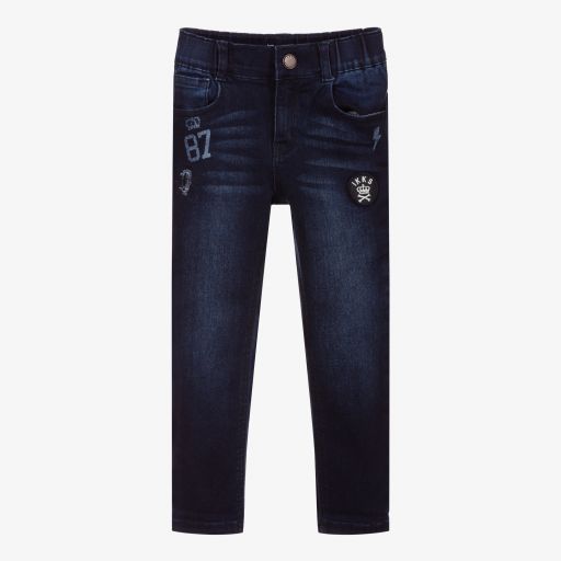 IKKS-Blue Denim Patch Jeans | Childrensalon Outlet