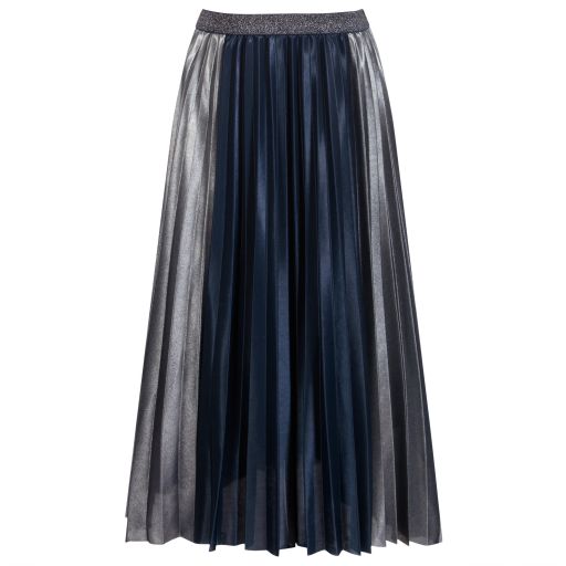 IKKS-Blue & Silver Pleated Skirt | Childrensalon Outlet