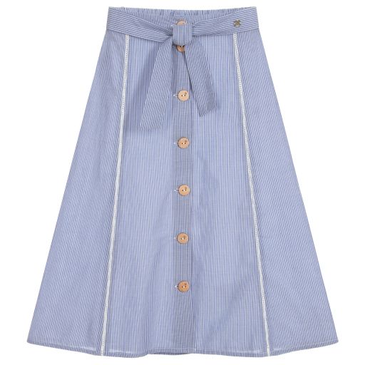 IKKS-Blue Striped Cotton Skirt | Childrensalon Outlet