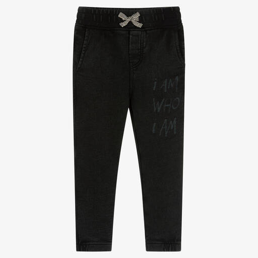 IKKS-Boys Black Cotton Joggers | Childrensalon Outlet