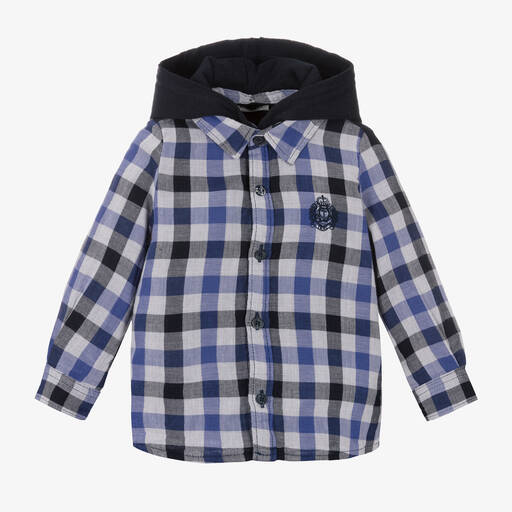 IKKS-Синяя хлопковая рубашка в клетку для мальчиков | Childrensalon Outlet