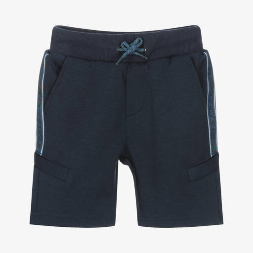 IKKS-Boys Blue Jersey Logo Shorts | Childrensalon Outlet