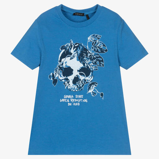 IKKS-Boys Blue Skull T-Shirt | Childrensalon Outlet