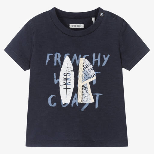 IKKS-Boys Blue Surfboard Cotton T-Shirt | Childrensalon Outlet