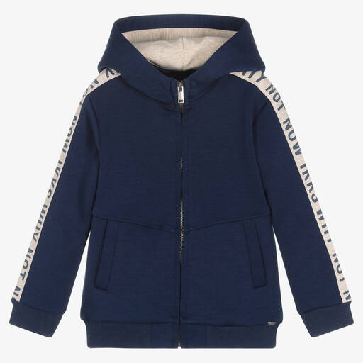 IKKS-Boys Blue Zip-Up Hoodie | Childrensalon Outlet