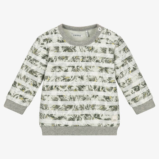 IKKS-Boys Grey Botanical Stripe Sweatshirt | Childrensalon Outlet