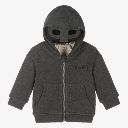 IKKS-Boys Grey Hooded Zip-Up Top | Childrensalon Outlet