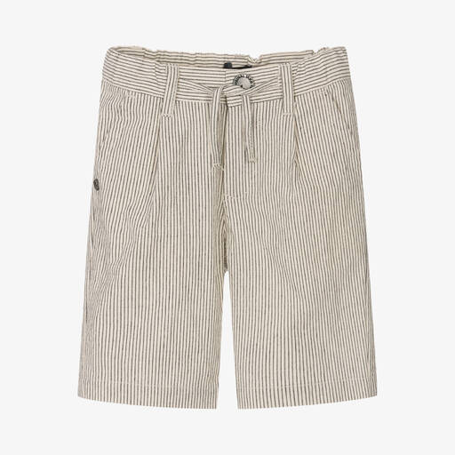 IKKS-Boys Ivory Stripe Cotton Shorts | Childrensalon Outlet