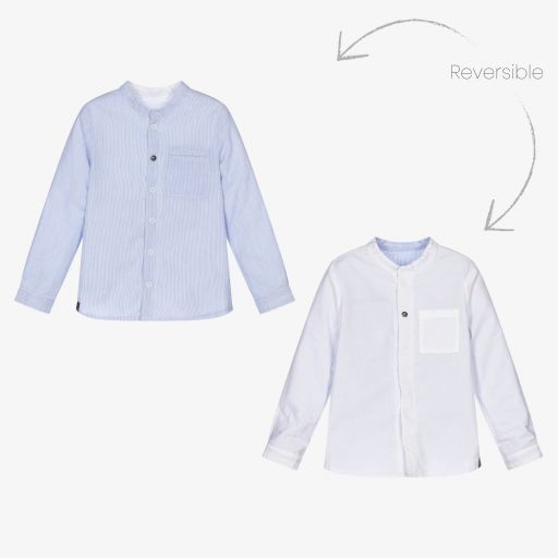 IKKS-Boys Reversible Cotton Shirt | Childrensalon Outlet