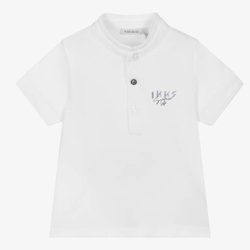 IKKS-Boys White Cotton Piqué Top | Childrensalon Outlet