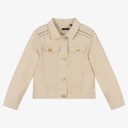 IKKS-Girls Beige Canvas Jacket | Childrensalon Outlet