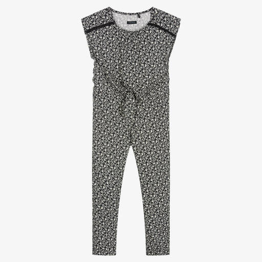 IKKS-Girls Black Floral Jumpsuit | Childrensalon Outlet