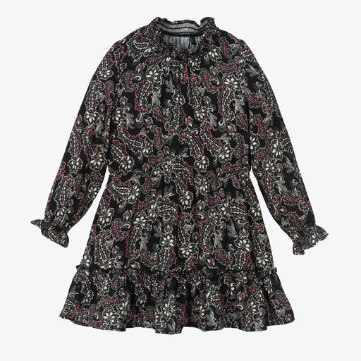 IKKS-Черное платье с узором пейсли | Childrensalon Outlet