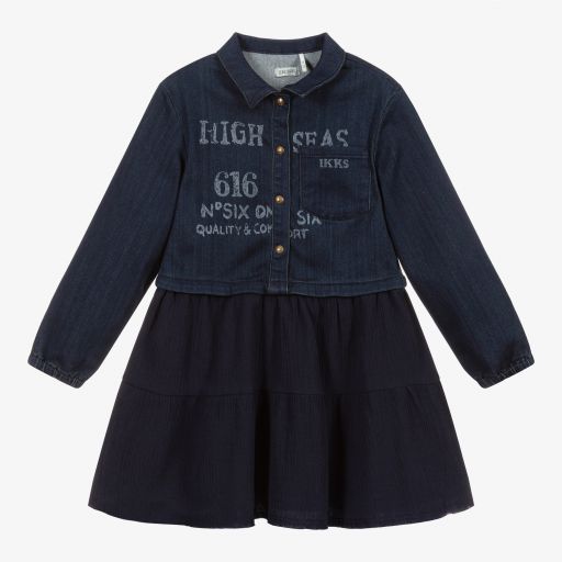 IKKS-Girls Blue Denim Dress | Childrensalon Outlet